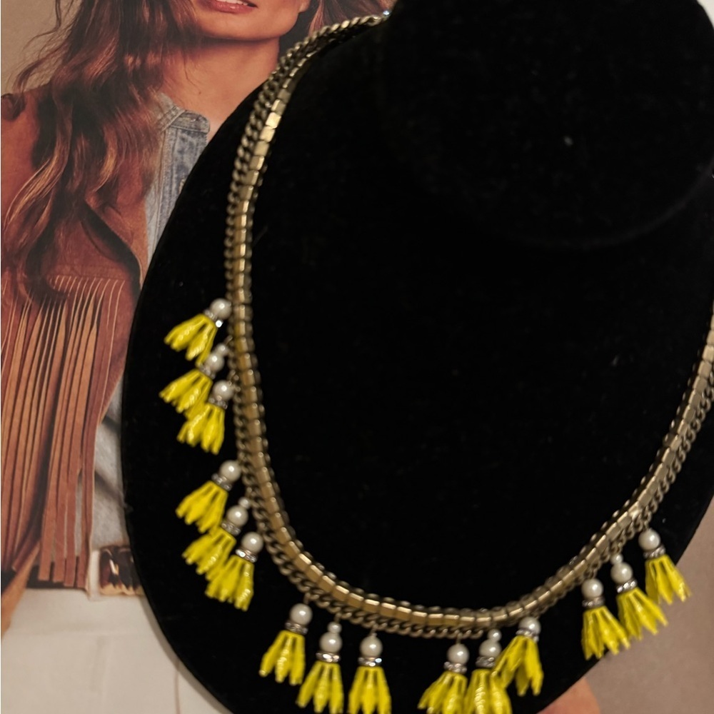 Banana Republic Yellow and Silver Tassel Necklace - Picture 1 of 3